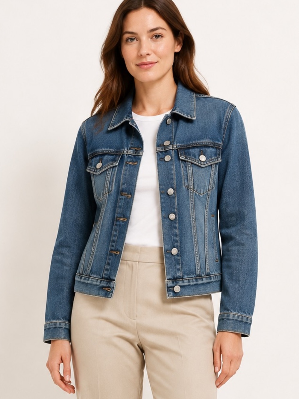 GAP Icon Denim Jean Jacket Saddle Blue Medium Wash Size Medium Tall